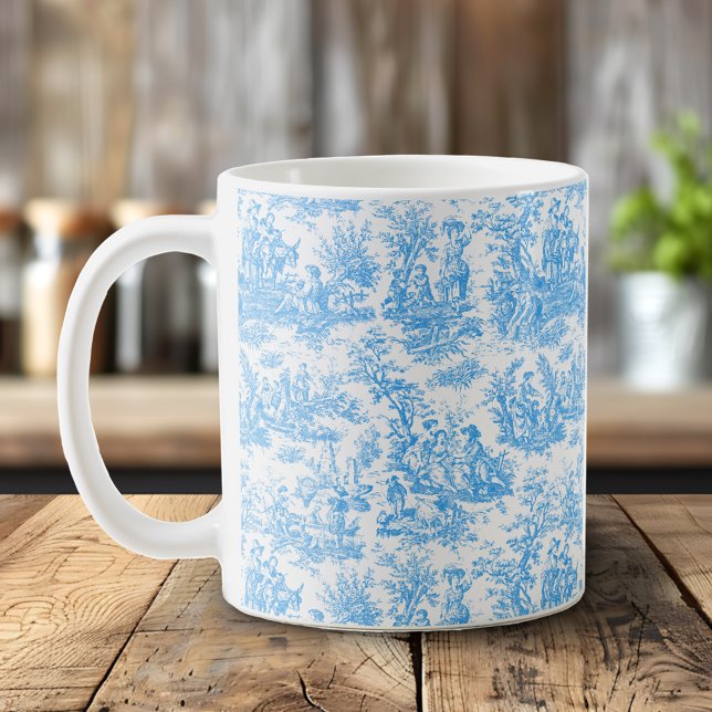 Elegant vintage akvblåtofil de jouy kaffemugg (Skapare uppladdad)
