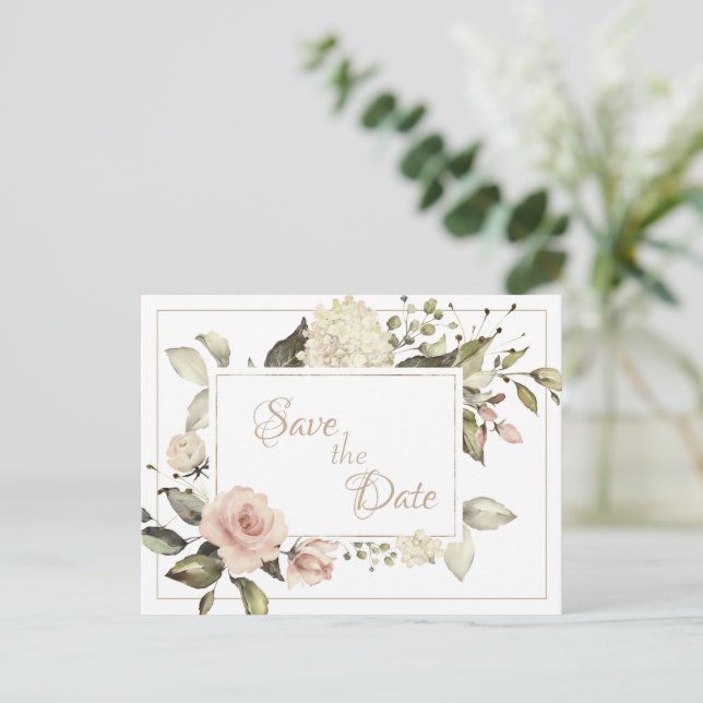 Elegant Vintage Antik Akvarell Blommig Bröllop  Vykort (Stående Fram)