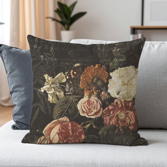 Elegant Vintage Antique Blommigt Flowers Cushion Kudde (Skapare uppladdad)