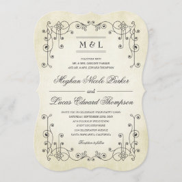 Elegant Vintage Antique Wore Papper look Bröllop Inbjudningar