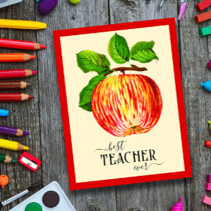 Elegant Vintage Apple Best Teacher någonsin Vykort