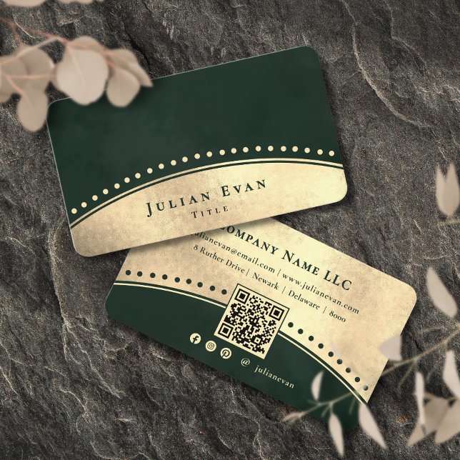 Elegant Vintage Arch Glitter Guld Smaragdgrön Visitkort (Elegant Vintage Arch Glitter Gold Emerald Green Business Card)