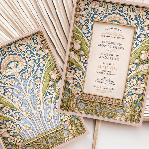 Elegant Vintage Art nouveau Blommigt Bröllop Inbjudningar