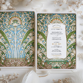 Elegant Vintage Art nouveau Blommigt Bröllop Inbjudningar