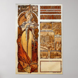 Elegant Vintage Art nouveau Paris 1900 Mucha Poster