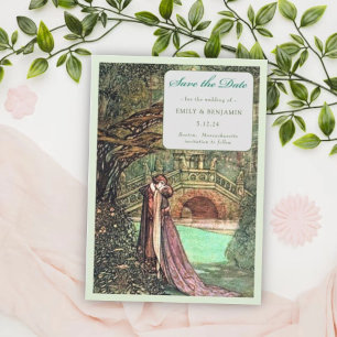 Elegant Vintage, Art nouveau-skogen Bröllop Spara Datumet