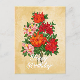 Elegant Vintage Azalea Blomma Glad Födelsedag Vykort