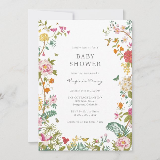 Elegant Vintage Baby Shower Inbjudningar (Framsida)