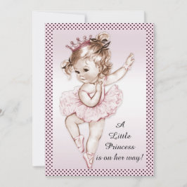 Elegant Vintage Ballerina Princess Baby Shower Inbjudningar