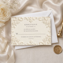 Elegant Vintage Barock Bröllops-Svarskort