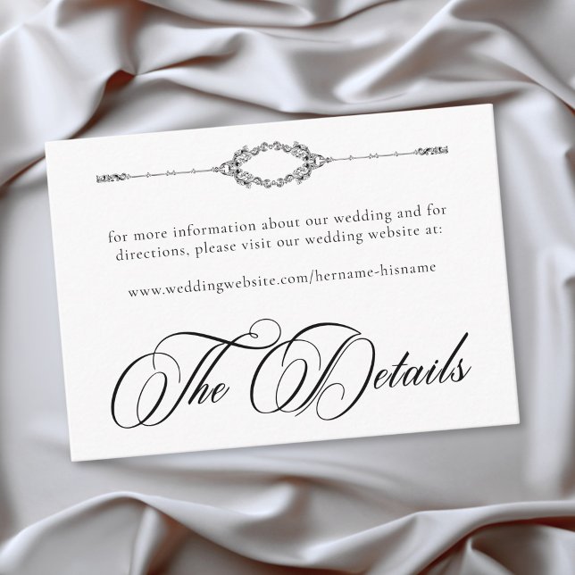 Elegant Vintage Barock Svart Vitt Bröllop Tilläggskort (Elegant Vintage Baroque Black White Wedding Enclosure Card)