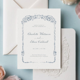 Elegant Vintage Baroque Blommigt Ram Bröllop Inbjudningar