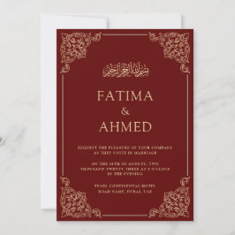 Elegant Vintage Baroque Guld Ram, muslimsk Bröllop Inbjudningar