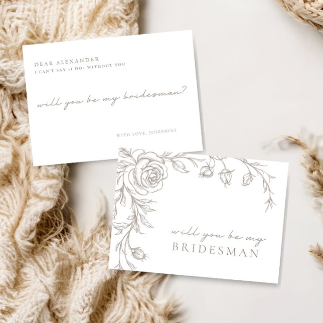Elegant Vintage Be My Bridesman Proposal Card Inbjudningar (Skapare uppladdad)