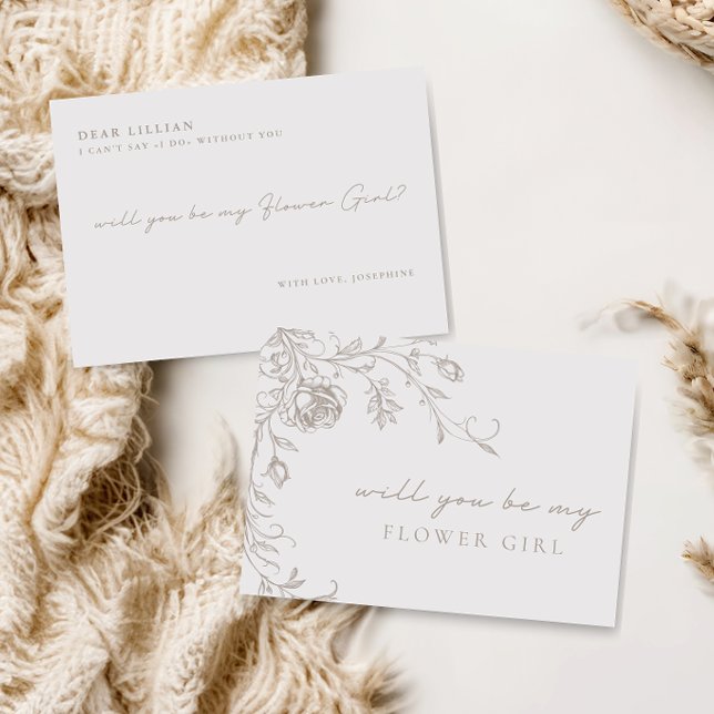 Elegant Vintage Be My Flower Girl Proposal Card Inbjudningar (Skapare uppladdad)