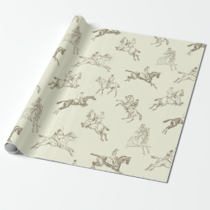Elegant Vintage Beige Equestrian Presentpapper