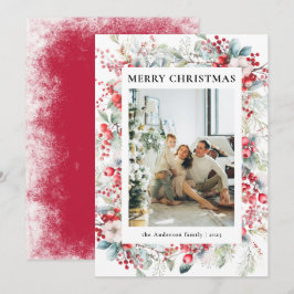 Elegant Vintage Berries julfamiljfoto Julkort