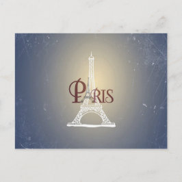Elegant Vintage Blå Eiffeltornet Paris Design Vykort