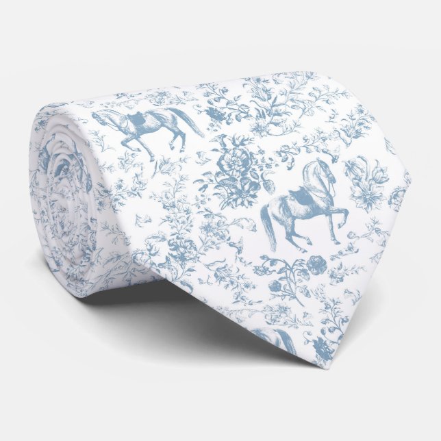 Elegant Vintage Blå Equestrian Toile Slips (Rullad)