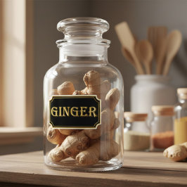 Elegant Vintage Black and Guld Pantry-etikett Klistermärken