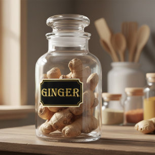 Elegant Vintage Black and Guld Pantry-etikett Klistermärken