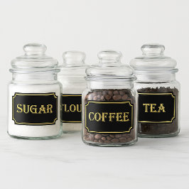 Elegant Vintage Black and Guld Pantry-etikett Klistermärken