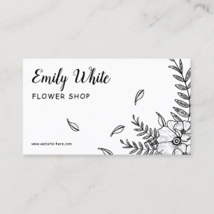 Elegant Vintage Black and White Unique Blommigt Ep Visitkort