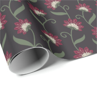 Elegant Vintage Black Floral Wrapping Paper Presentpapper