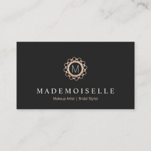 Elegant Vintage Black och Guld Monogram Visitkort