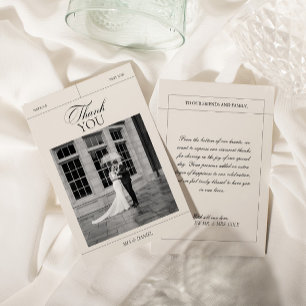 Elegant Vintage Black & White Bröllop Photo Tack Kort