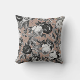 Elegant Vintage Black White Ro Rosa Beige Kudde