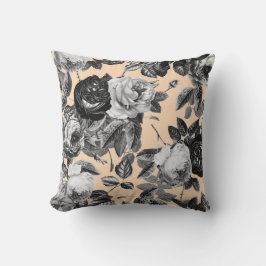 Elegant Vintage Black White Ro Tan Beige Kudde