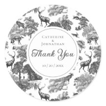 Elegant Vintage Black White Toile Hjort Mönster