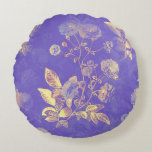 Elegant Vintage Blått Guld Blommigt Illustration Rund Kudde<br><div class="desc">Elegant Vintage Blue Guld Blommigt Illustration för att perfekt förbättra ditt personliga utrymme</div>