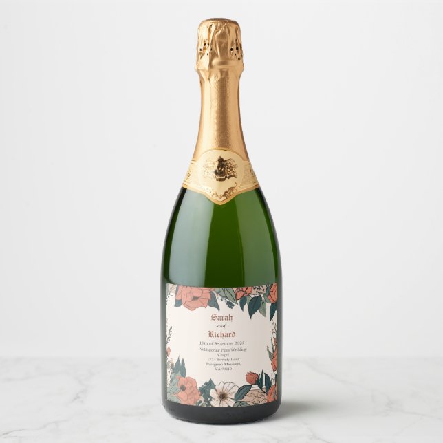 Elegant Vintage Blommig Anpassad Bröllop (Framsida)