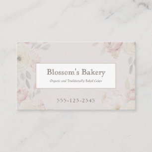 Elegant Vintage Blommig Bageri Visitkort
