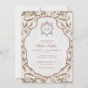 Elegant Vintage Blommig Bröllopsdusch Inbjudningar
