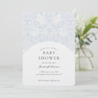Elegant Vintage Blommig Damask Bebis Shower Inbjudningar