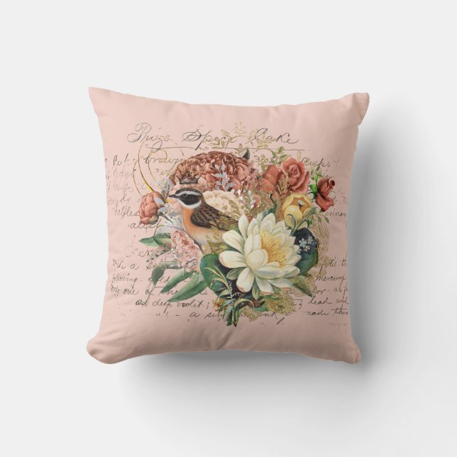 Elegant Vintage Blommig Kudde (Framsida)