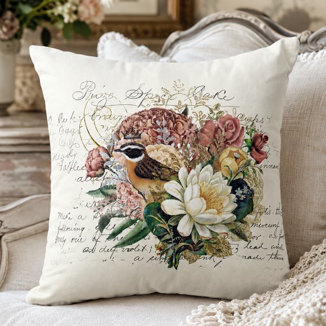 Elegant Vintage Blommig Kudde (Shabby Chic Throw Pillow)