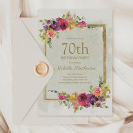Elegant Vintage Blommig Kvinnas 70-årsdag Inbjudningar