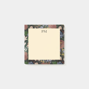 Elegant Vintage Blommig Monogram Post-it Block