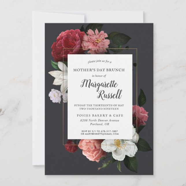 Elegant Vintage Blommig Morsdagsbrunch (Framsida)