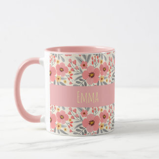 Elegant Vintage Blommig Personlig Namn Mugg