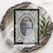 Elegant Vintage Blommig Spets Ram Foto Bröllop