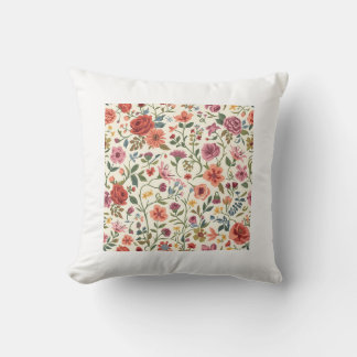 Elegant Vintage Blommig Trädgårdsmönster Kudde