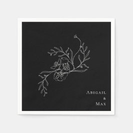 Elegant Vintage Blommigt B/W Bröllop Cocktail Pappersservett