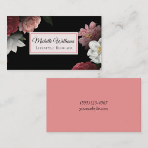 Elegant Vintage Blommigt Black Wildblomma Visitkort