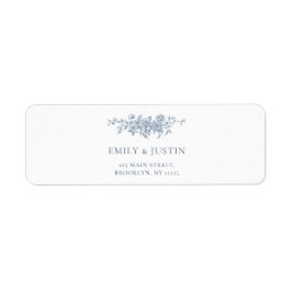 Elegant Vintage Blommigt Blue Bröllop Adress Returadress Etikett