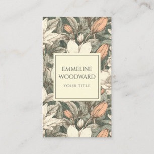 Elegant Vintage Blommigt Botanical Magnolias Visitkort